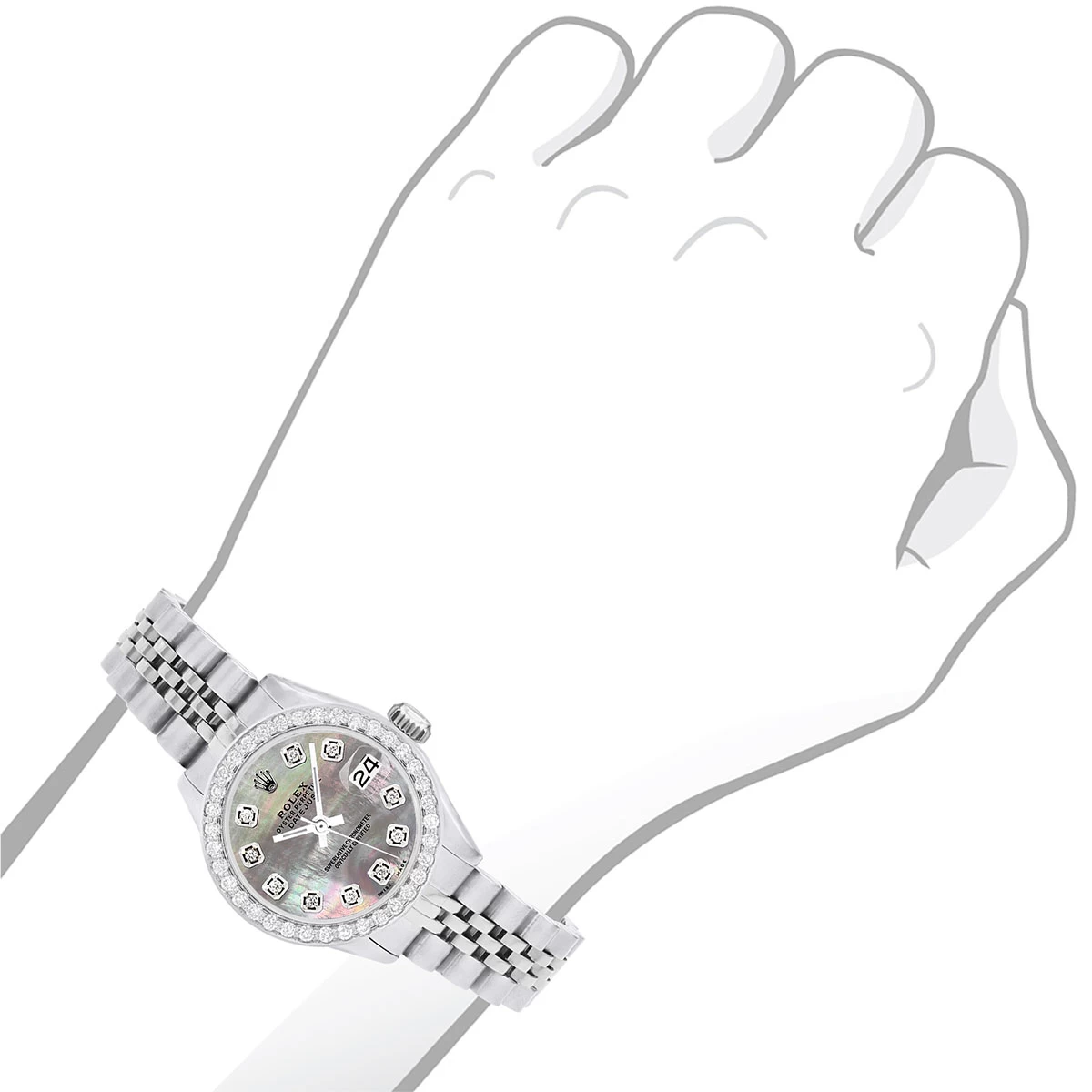 Women's Diamond Watch Rolex Datejust 26mm Dark Mother Of Pearl Dial 4 Women's Diamond Watch Rolex Datejust 26mm Dark Mother Of Pearl Dial - Image 2