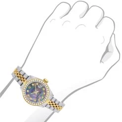 Women's Gold Watch Rolex Datejust 26mm Dark Mother Of Pearl Dial Diamond Bezel -Fashion Accessories womens diamond watch rolex datejust 26mm black mother of pearl dial s00025 26WYJUBLACKMOP11 BGBOD