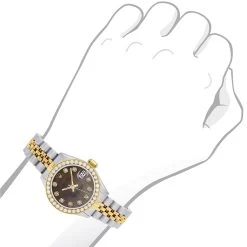 Women's Gold Watch Rolex Datejust 26mm Black Mother Of Pearl Dial Diamond Bezel -Fashion Accessories womens diamond watch rolex datejust 26mm black mother of pearl dial s00027 26WYJUBLACKMOP1 BGBOD