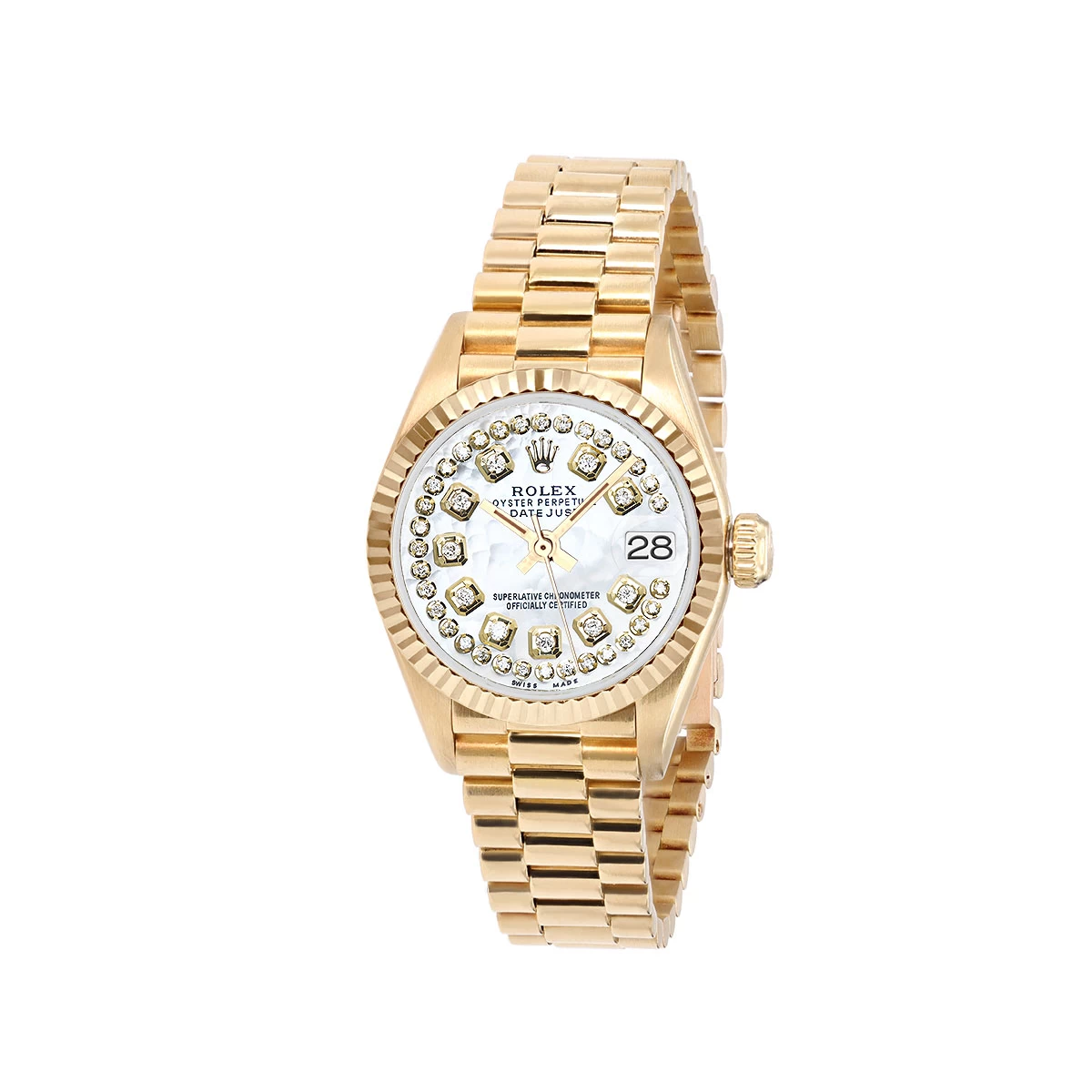 Women's 18K Gold Watch Rolex Datejust 26mm President Bracelet Diamond Markers 3 Women's 18K Gold Watch Rolex Datejust 26mm President Bracelet Diamond Markers