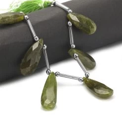 80cts Vesuvianite Faceted Elongated Pear Approx 21x9 To 30x11mm 15cm With Hematite (Approx 3mm) And Plastic Spacers -Fashion Accessories xfru21 2
