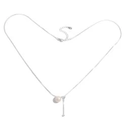 925 Sterling Silver Slider Necklace With Freshwater Pearl, 50cm -Fashion Accessories xggp74 2