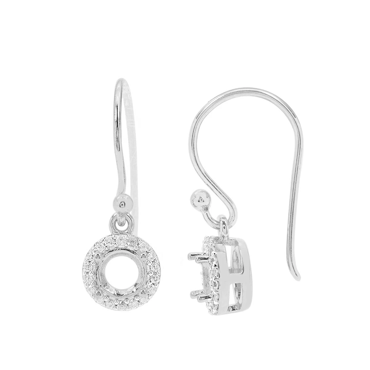 925 Sterling Silver Round Earrings Mount (To Fit 5mm Gemstone) Inc. 0.25cts White Zircon Brilliant Cut Round 1mm - 1 Pair 3 925 Sterling Silver Round Earrings Mount (To Fit 5mm Gemstone) Inc. 0.25cts White Zircon Brilliant Cut Round 1mm - 1 Pair