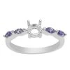 925 Sterling Silver Ring Mount With Tanzanite Marquise Side Detail (To Fit 5mm Round Gemstone) -Fashion Accessories xprj98
