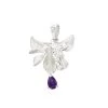Spring At Chestnut Close By Mark Smith: 925 Sterling Silver Dutch Iris (D-30.50mm W-20mm) With 0.38cts Amethyst Pear Charm -Fashion Accessories xrpk02