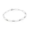 925 Sterling Silver Oval Paperclip Bracelet With White Zircon Approx 7.5inch