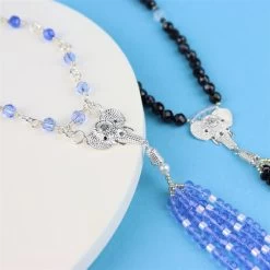 Silver Plated Base Metal Elephant Tassel Caps With Black Spinel Eyes, Approx 22x36mm - 2pcs -Fashion Accessories xwcq65 2