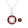 Red Enamel Doughnut Pendant Mount (To Fit 6mm Cushion) With 1.12cts Garnet With 18 Inch Chain