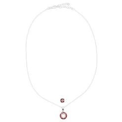 Red Enamel Doughnut Pendant Mount (To Fit 6mm Cushion) With 1.12cts Garnet With 18 Inch Chain -Fashion Accessories xwrj56 2