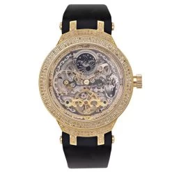 Yellow Skeleton Watch By Joe Rodeo Master 2.2ct Diamond Watches For Men