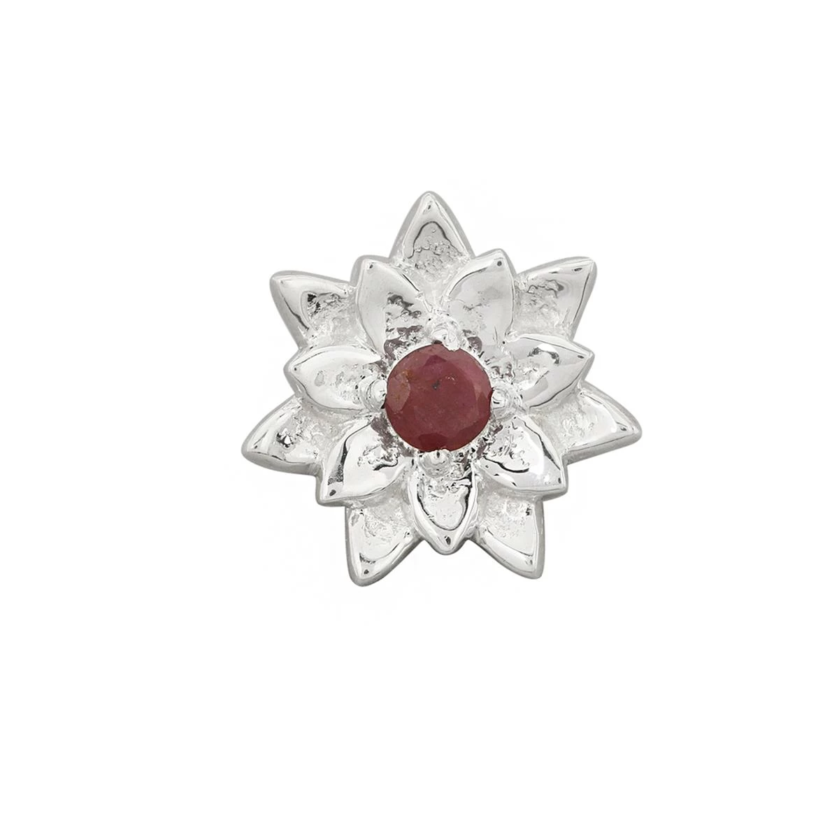 Gemstone Garden By Natalie Patten: 925 Sterling Silver Waterlily Bead, Approx 12mm With Ruby - July 3 Gemstone Garden By Natalie Patten: 925 Sterling Silver Waterlily Bead, Approx 12mm With Ruby - July