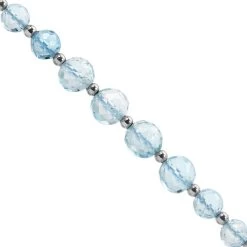 20cts Sky Blue Topaz Faceted Round Approx 4 To 6.5mm 14cm Strands With Hematite Beads Spacers