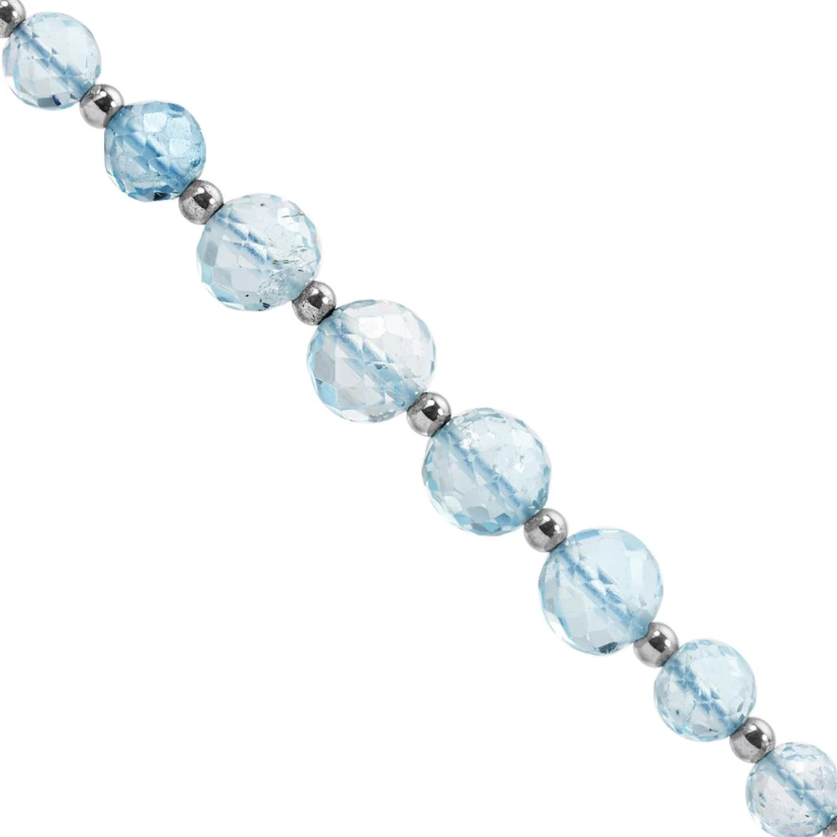 20cts Sky Blue Topaz Faceted Round Approx 4 To 6.5mm 14cm Strands With Hematite Beads Spacers 3 20cts Sky Blue Topaz Faceted Round Approx 4 To 6.5mm 14cm Strands With Hematite Beads Spacers