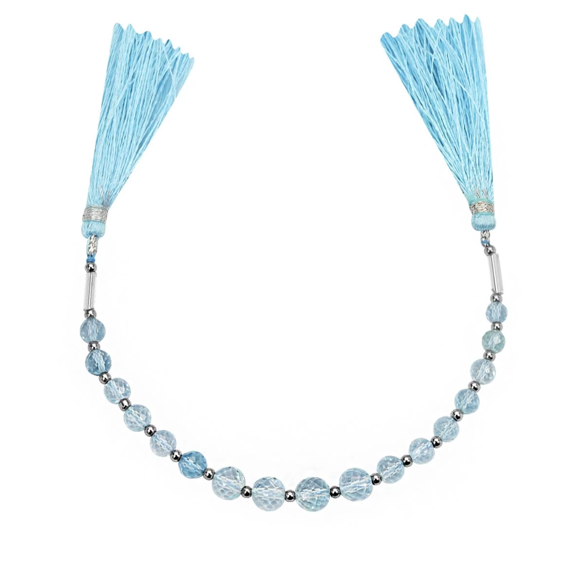 20cts Sky Blue Topaz Faceted Round Approx 4 To 6.5mm 14cm Strands With Hematite Beads Spacers 4 20cts Sky Blue Topaz Faceted Round Approx 4 To 6.5mm 14cm Strands With Hematite Beads Spacers - Image 2