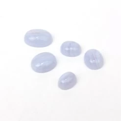 17cts Blue Lace Agate Oval Cabochons Approx 7 To 14mm (Set Of 5)