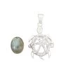 925 Sterling Silver Turtle Pendant With 3.47cts Labradorite Cabochon & White Zircon -Fashion Accessories ytcq30