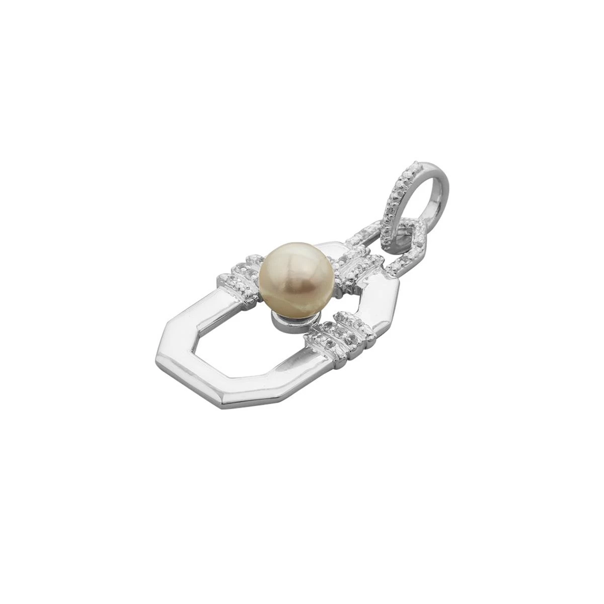 925 Sterling Silver Framed Pendant With 0.20cts White Zircon & South Sea Cultured Pearl Approx 8mm 4 925 Sterling Silver Framed Pendant With 0.20cts White Zircon & South Sea Cultured Pearl Approx 8mm - Image 2
