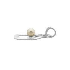 925 Sterling Silver Framed Pendant With 0.20cts White Zircon & South Sea Cultured Pearl Approx 8mm 7 925 Sterling Silver Framed Pendant With 0.20cts White Zircon & South Sea Cultured Pearl Approx 8mm -Fashion Accessories zgrj81 2