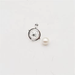 925 Sterling Silver Planet Pendant Cage With White Pearl Approx 8mm