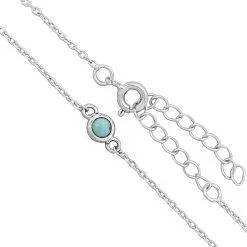 925 Sterling Silver Station Chain With 1cts Sleeping Beauty Turquoise,16+2inch