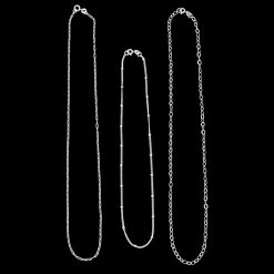 925 Sterling Silver 3 Bundle Chain (Boat Chain, Curb Bead Chain And Long Link Diamond Cut Chain) -Fashion Accessories zlmo59 2