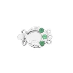 925 Sterling Silver Celestial Moon Clasp With 0.47cts Green Onyx & White Topaz