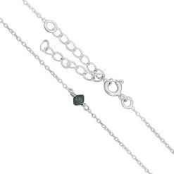 925 Sterling Silver Station Necklace With 1.15ct Blue Diamond Faceted Roundels Approx 2x1mm To 3x1mm 18+2 Inch With Extender