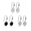 925 Sterling Silver Type A Jadeite Drop Earrings With Loop (3 Pairs - Black, White & Green) -Fashion Accessories zugp69