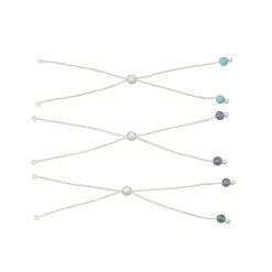 925 Sterling Silver 3pcs Slider Bracelet (Tanzanite, Grandidierite, Turquoise) Approx 5mm Beads & Box Chain, Approx 24cm